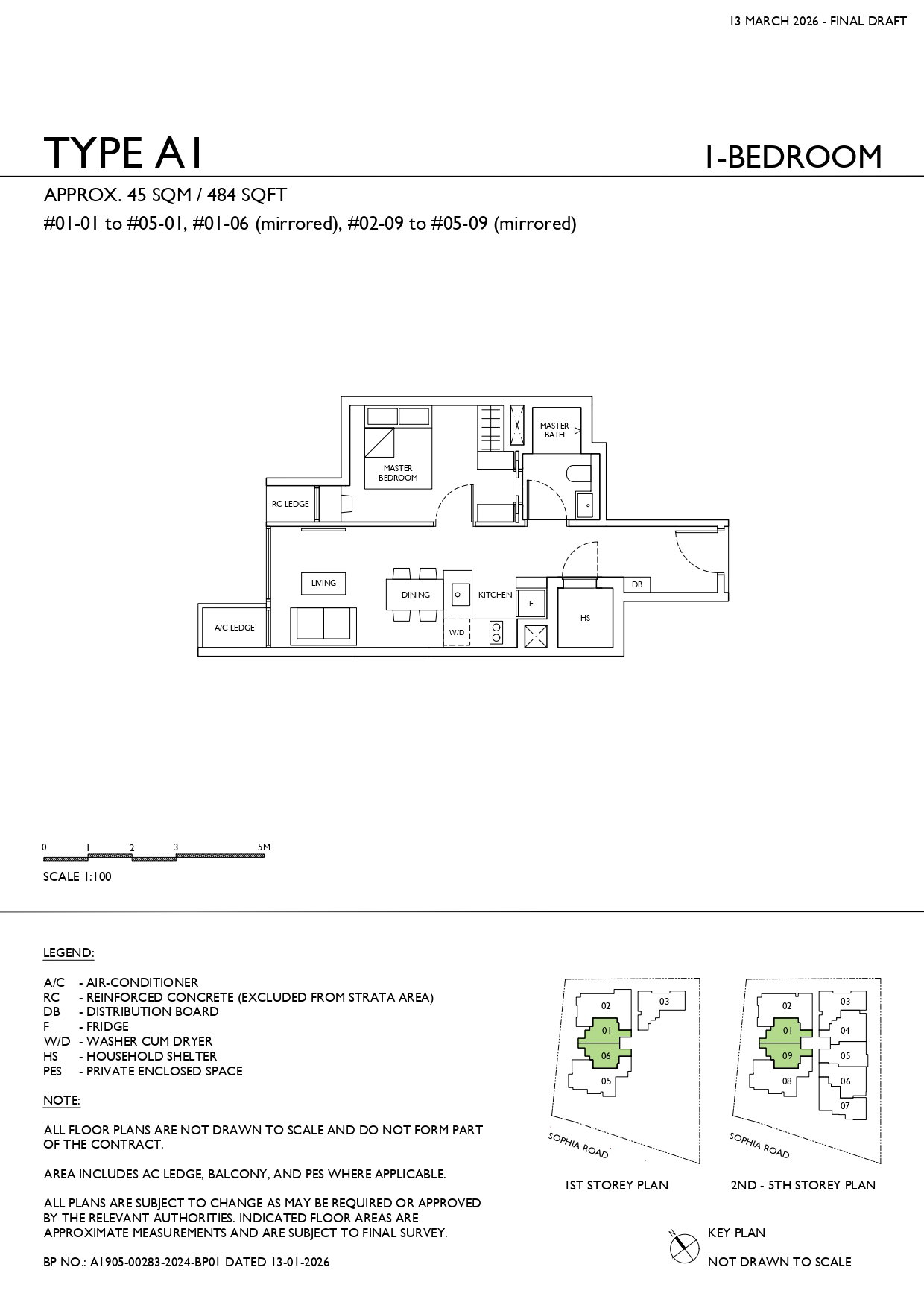 Sophia Meadow Type A1 1-Bedroom floor plan