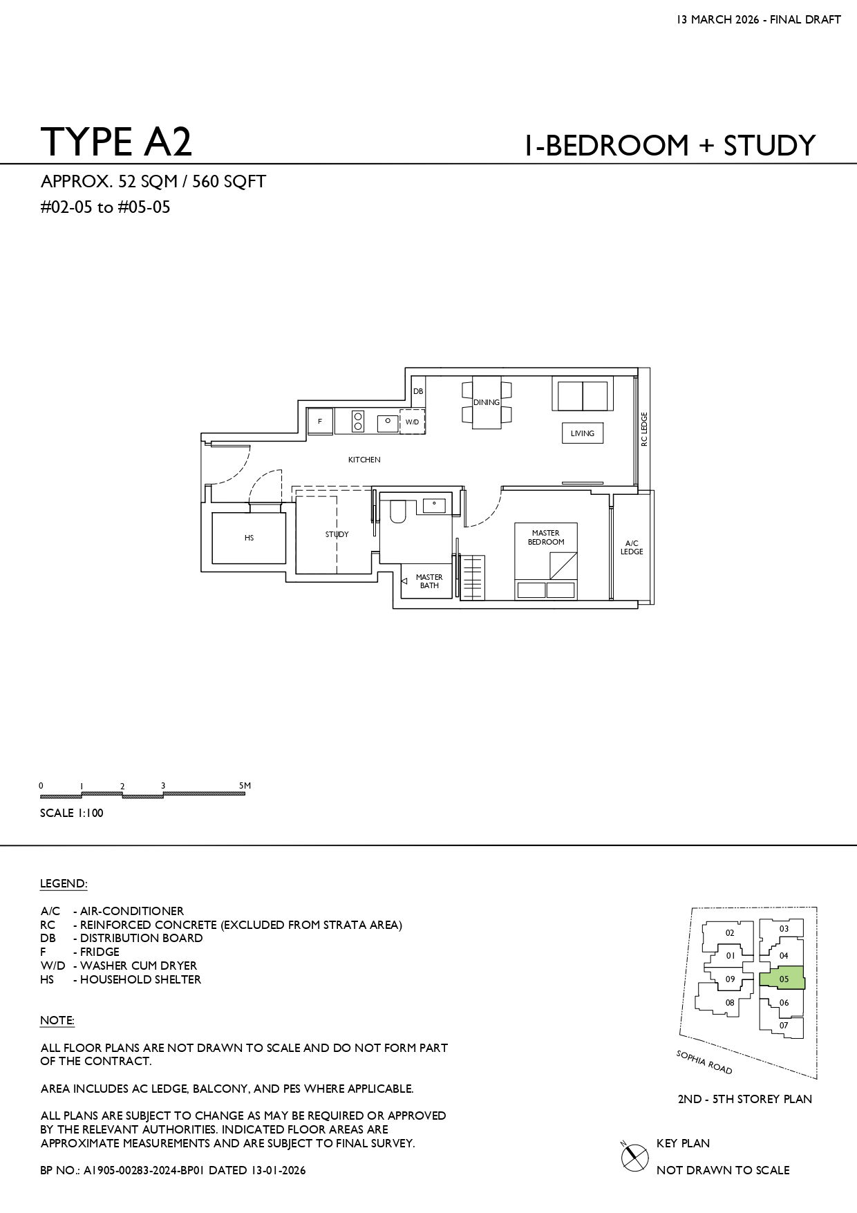 Sophia Meadow Type A2 1-Bedroom floor plan